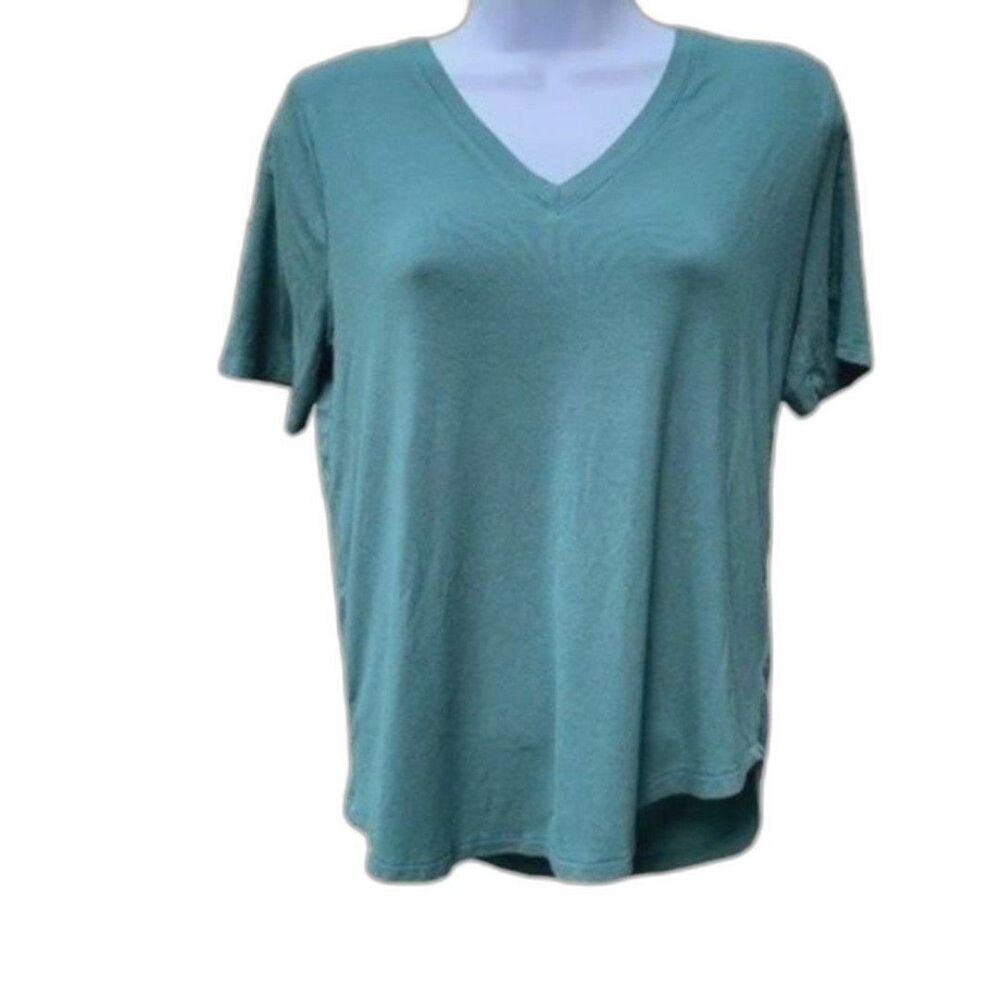 A New Day Basic Green V-Neck Tee Size XS